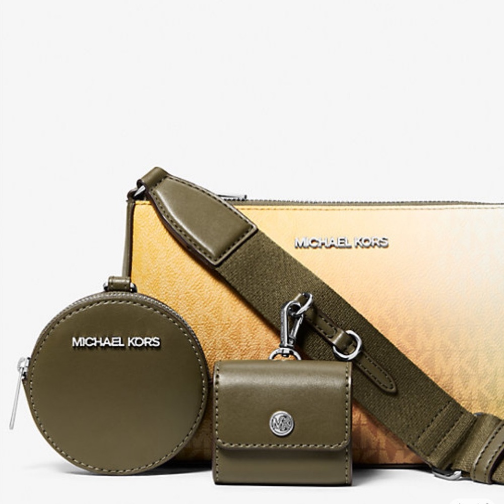 MICHAEL KORS Jet Set Sm Ombré Signature Logo Crossbody Case Apple Airpods Pro® - Picture 1 of 16